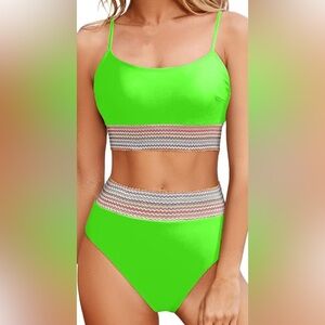Tankini Swimsuits Bikini Sets Trim 2 Piece High Waisted Swimsuit Scoop Neck